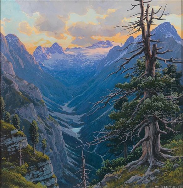 View From Konigsschlos Am Schachen To The Zugspitze And Reintal Towards Evening - view 1