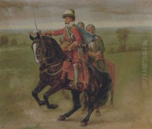 Historisk Sceneri Med Fornem Rytter (christian Iv?) by Johannes Resen-Steenstrup