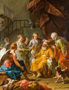 Der Alte Tobias Erhalt Sein Augenlicht Zuruck by Jean Bernard Restout