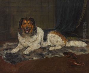 Landseer, Auf Einem Fell Liegend by Caspar Von Reth