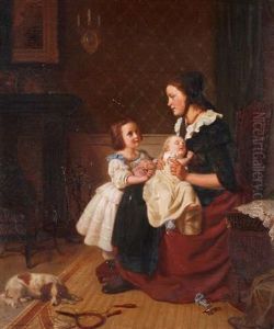 Mutter Mit Ihren Beiden Kindern Mutter Mit Ihren Beiden Kindern
