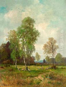 Rast Bei Der Heuernte An Einem Spatsommertag by Karl Lorenz Rettich