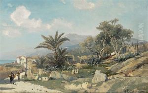 Blick Auf Den Malerischen Ort An Der Riviera An Einem Fruhlingstag by Karl Lorenz Rettich
