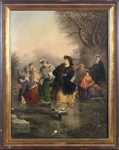 Schlittschuhlaufer Im Englischen Garten In Munchen by Heinrich Rettig