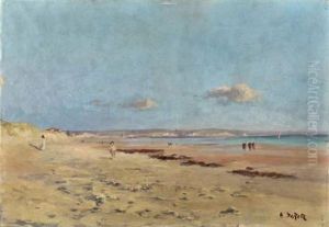 Personnages Sur La Plage by Eudes Alfred Francois Retz