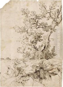 Resting On The Flight To Egypt by Pietro Paolo Bonzi