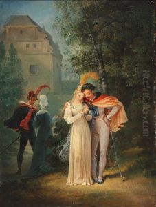 Gretchen And Faust In The Garden by Friedrich Moritz August Retzsch