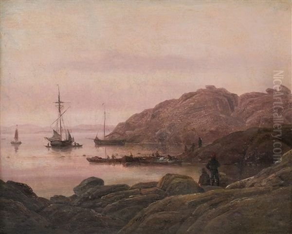 Kystlandskap Med Bater Og Figurer - view 1