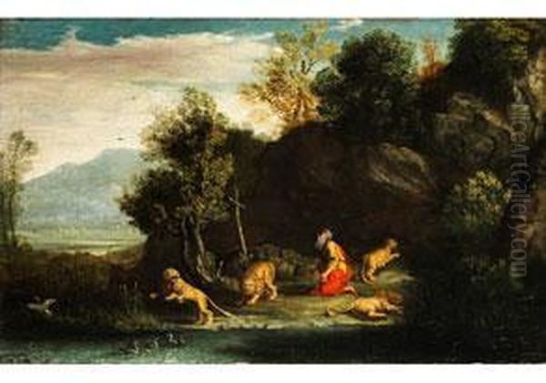 Der Heilige Hieronymus In Anbetung Des Kreuzes, Umgeben Von Lowen - view 1
