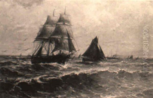 Segelschiff Und Fischerboote In Der Elbmundung - view 1
