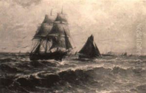 Segelschiff Und Fischerboote In Der Elbmundung Segelschiff Und Fischerboote In Der Elbmundung