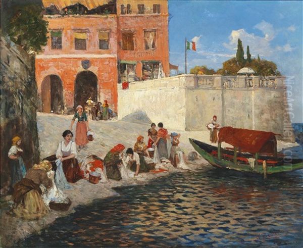 Washerwomen By The Lake - view 1