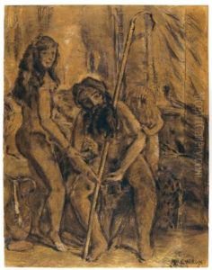 Anciano, Desnudo Y Nino by Armando Reveron