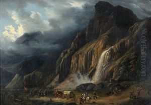 Entree Des Troupes Genevoises En Valais Par La Cascade De Pissevache En Automne