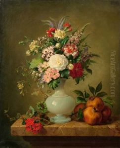 Bouquet De Fleurs Dans Un Vase En Opaline Bouquet De Fleurs Dans Un Vase En Opaline