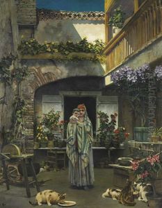Femme Juive Et Son Enfant Dans La Cour by Oscar Rex
