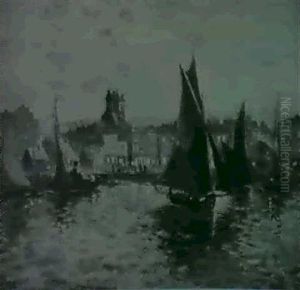 Voiliers Dans Le Port De Dieppe by Alphonse Rey