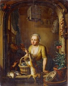 Frau In Nische Mit Totem Hasen