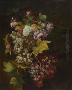 Stilleben Mit Trauben Und Rosen by Johannes Hubertus Reygers