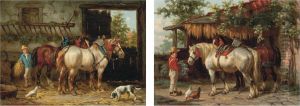 Feeding The Horses; And The End Of The Day by Willem Jacobus Boogaard