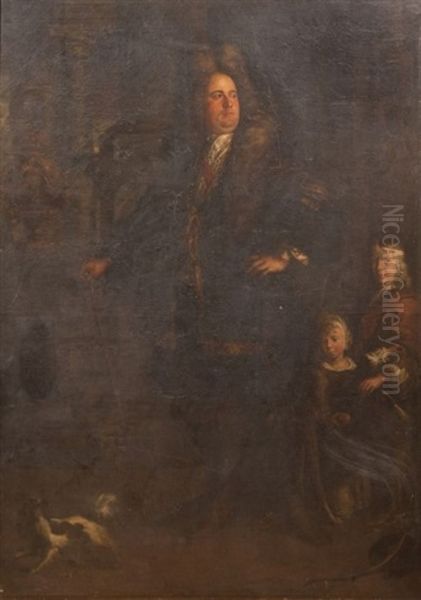 Portrait D'homme Et Ses Deux Enfants - view 1