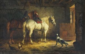 Pferde Im Stall by Willem Jacobus Boogaard