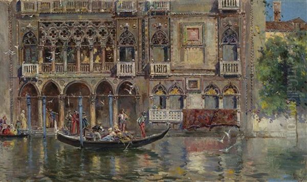 Scorcio Con Gondola E Palazzo Veneziano - view 1