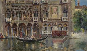 Scorcio Con Gondola E Palazzo Veneziano by Antonio Maria de Reyna Manescau