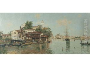 A Venetian Canal by Antonio Maria de Reyna Manescau