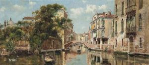 A Gondolier Before A Venetian Bridge