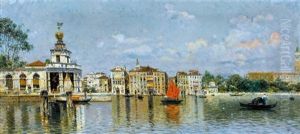 Blick Auf Venedig Mit Gondoliere