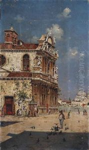 Feeding The Pigeons On Giudecca, Santa Maria Della Salute Beyond by Antonio Maria de Reyna Manescau