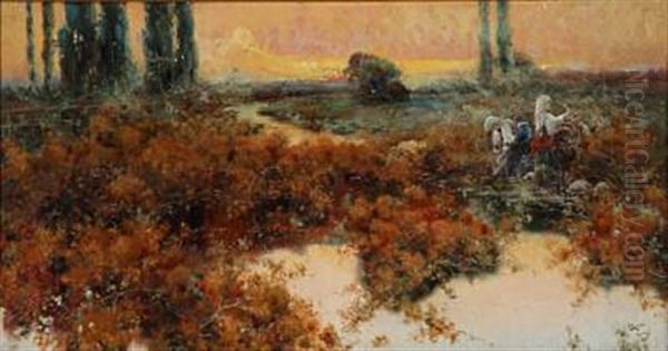 Two Women Washing Clothes At A Stream Near Rome - view 1