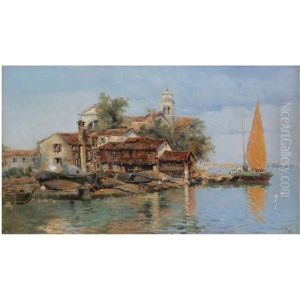 Barcas En El Squero Di San Trovaso, Con San Gervasio Y San Protasio Al Fondo (gondola Yard In The Squero Of San Trovaso, S. Gervasio E Protasio In The Background)