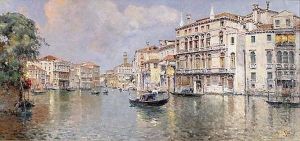 Venetian Canal View by Antonio Maria de Reyna Manescau