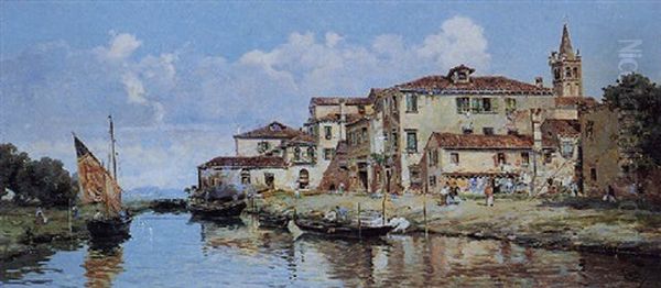 Gondolas Along The Canal - view 1