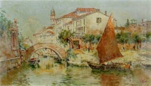 A Tranquil Canal by Antonio Maria de Reyna Manescau