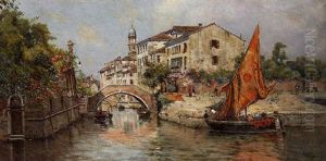 A Venetian Canal by Antonio Maria de Reyna Manescau