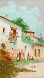 A Village Street by Antonio Maria de Reyna Manescau