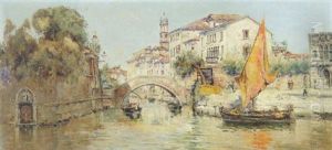 A Tranquil Canal by Antonio Maria de Reyna Manescau