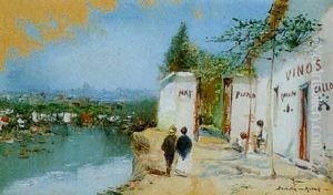 Stadtansicht Von Einem Hugel Aus by Antonio Maria de Reyna Manescau
