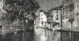 Depicting A Venetian Canal Scene Depicting A Venetian Canal Scene