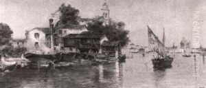Casas A La Orilla Del Canal Veneciano by Antonio Maria de Reyna Manescau