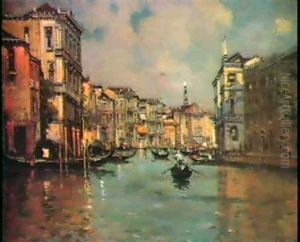 Riva Degli Schiavoni, With La Salute And The Dogana, Venice;and The Grand Canal Looking Towards The Rialto, Bridge by Antonio Maria de Reyna Manescau