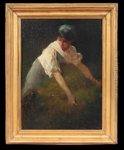 Young Girl At Work, A Dog At Her Side - view 1