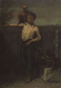 Junger Schausteller Mit Zwei Affen by Francois Maurice Reynaud