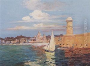 L'entree Du Port De Marseille by Francois Maurice Reynaud