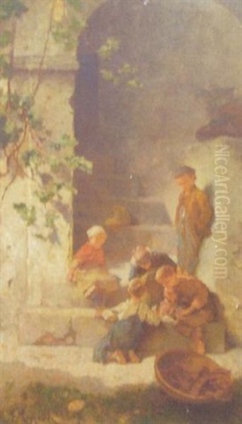 Enfants Jouant Sur Des Marches - view 1