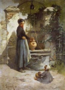 Jeune Fille Au Puits by Francois Maurice Reynaud