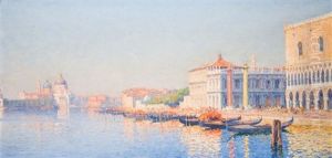 Vue De Venise Du Palais Des Doges Et De L'eglise De La Salute by Marius Reynaud
